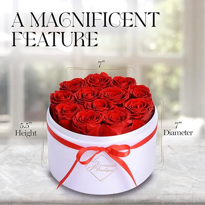 GLAMOUR BOUTIQUE Flowers Forever in a Box 12 Preserved Roses in Velvet Box, Birthday, for Women, Eternal Rose for Wife, Mom Flower - Red