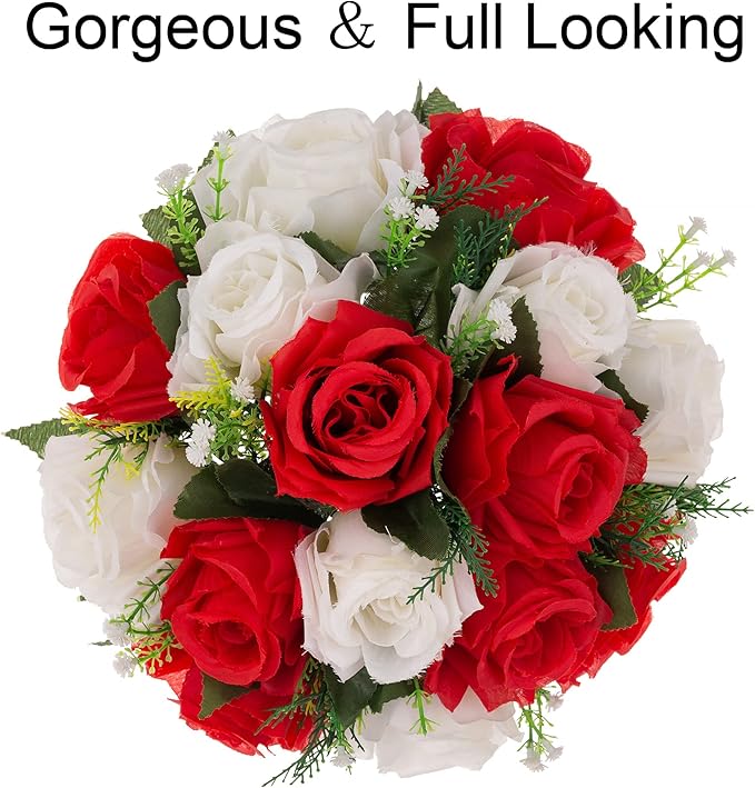 Flower Centerpieces for Wedding Tables: Wedding Table Decorations Red & White Flower Balls Centerpieces for Engagement Cerebration Party Center Pieces 6 Packs