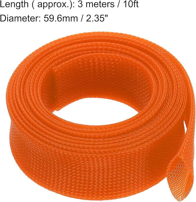 uxcell Expandable Sleeving,2 3/8-inch 10ft Cable Sleeve, Orange