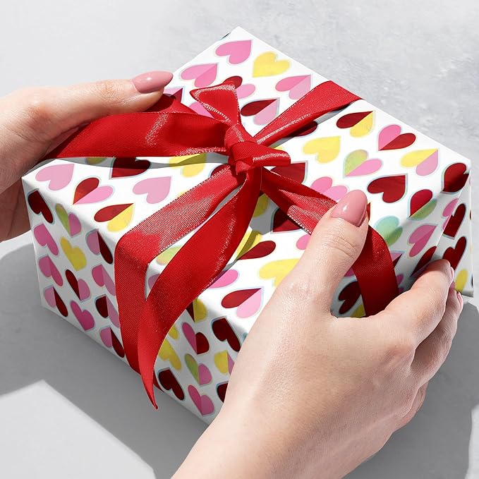 Jillson Roberts Gift Wrap, Sparkling Hearts (8 Rolls 5 feet x 30 inches)