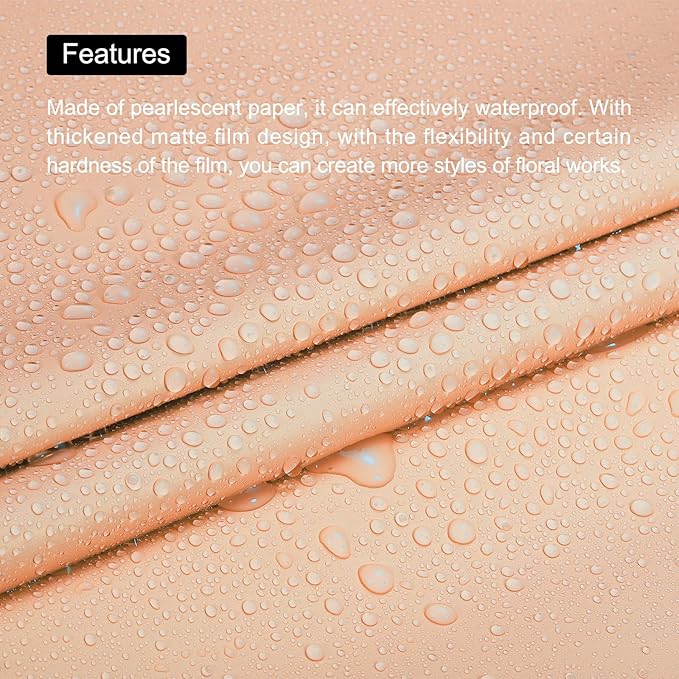 MECCANIXITY Set of 20 Flower Wrapping Paper 22.8x22.8 Inch Waterproof Florists Wrapping Paper for Florist Bouquet Supplies, DIY Crafts, Gift/Gift Box Packaging Light Orange