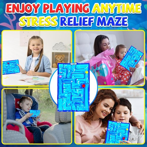 Sensory Maze Fidget Toy - Gel-Filled Squishy Stress Relief for Kids & Adults | Blue Color