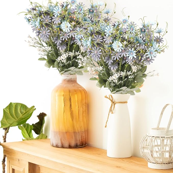 Artificial Flowers Wildflowers Silk Daisy Spring Fake Daisies Decoration Summer UV Resistant Colorful Mixed Bundles Faux Greenery Outdoor Plant Stem Filler for Home Decor Indoor Floral Arrangements