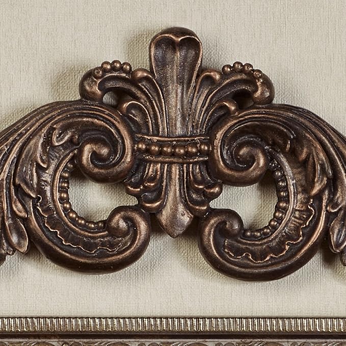 Salvatar Wall Art Topper | Wide Picture Design | Antique Bronze Metallic Finish | Openwork Acanthus Leaf Scrolls with Ornate Fleur De Lis | Hang Alone or Above Artwork or Framed Family Photographs