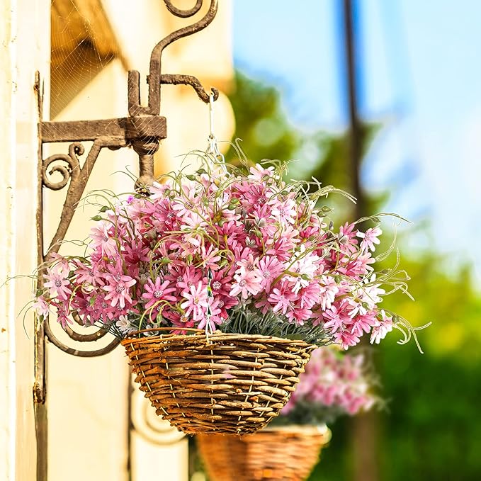 Artificial Flowers Wildflowers Silk Daisy Spring Fake Daisies Decoration Summer UV Resistant Colorful Mixed Bundles Faux Greenery Outdoor Plant Stem Filler for Home Decor Indoor Floral Arrangements
