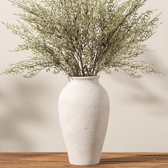 Ceramic Flower Vase Home Decor - Large Tall Farmhouse Table Vases Rustic Vintage Living Room Kitchen Bedroom Decorations for House Book Shelf Office Coffee Desk Dining Fireplace (11" Rustic)