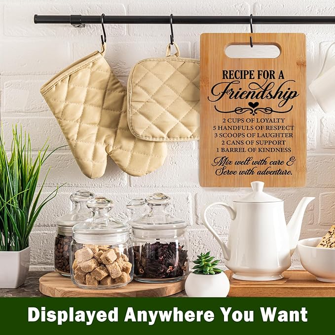 Lacama Friendship Gifts for Women Cutting Board for Kitchen, Best Friend Bestie BFF Christmas Birthday Mother's Day Kitchen Gifts for Women, Recipe for a Friendship Decorative Bamboo Cutting Board
