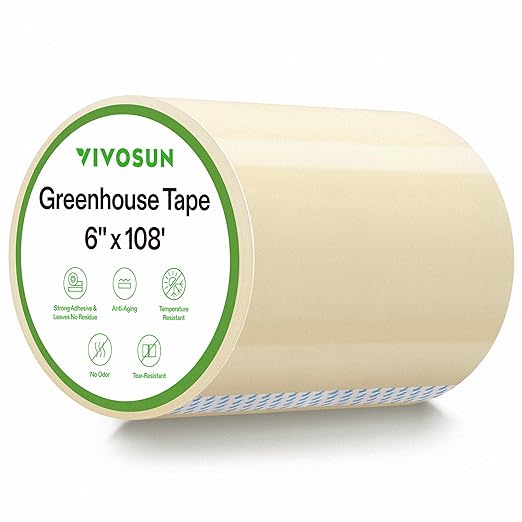 VIVOSUN Greenhouse Repair Tape, 6.3 mil 6" x108' Weatherproof Clear Poly Patch Tape, Heavy Duty Greenhouse Sheeting Coverings Film Tape for Plastic Sheeting and Tents