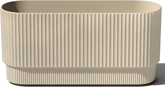 Veradek Demi Series Long Planter for Porch, Patio, Backyard | Durable Plastic-Concrete Material | Modern Décor for Shrubs, Flowers