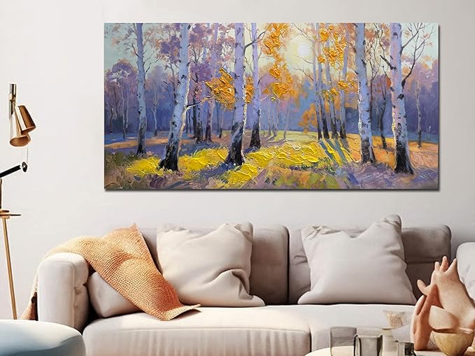 Brushart Forest Canvas Wall Art Nature Large Textured Picture Paintings Wall Decor Living Room Artwork for Walls Bedroom Home Office, 48"x24"