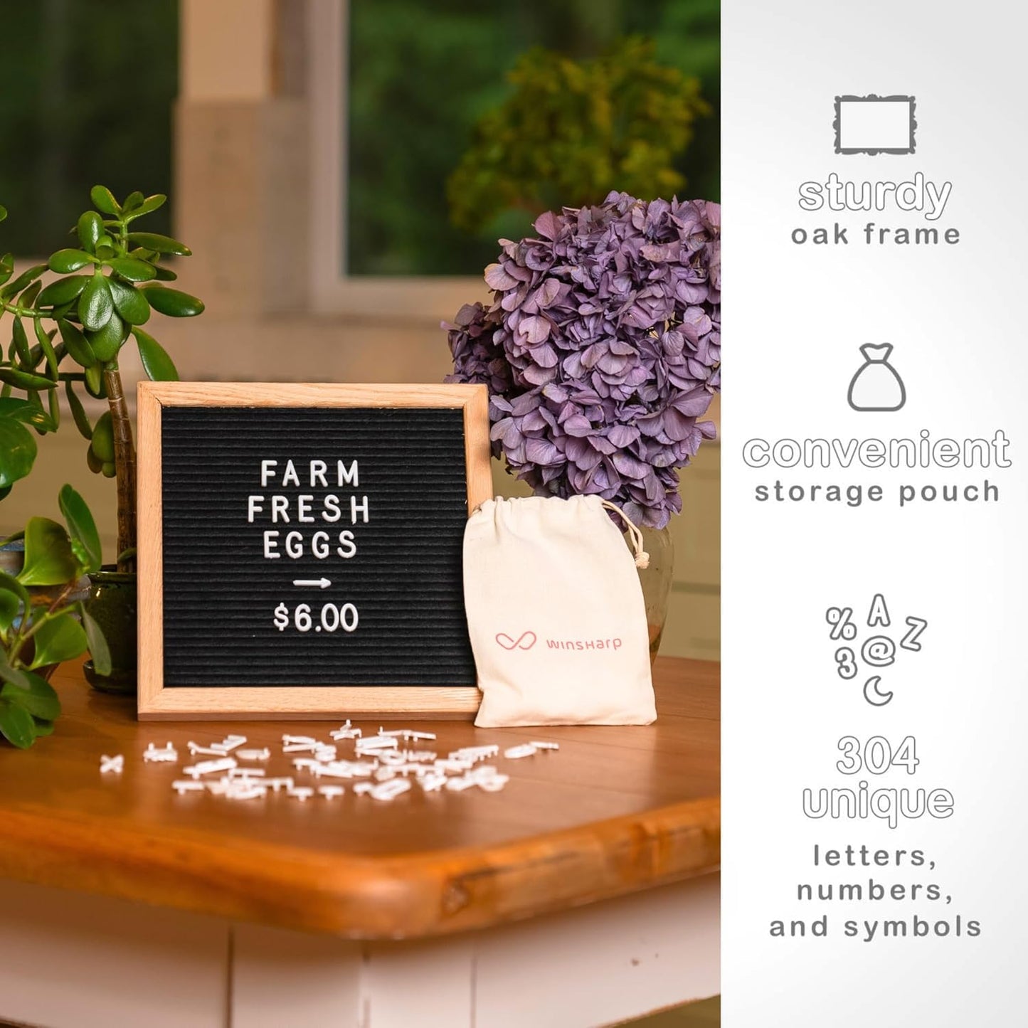 Skiennix Black Felt Letter Board - Elegant Dark Stained Wooden Frame with White Letters | Versatile Home Decor Sign for Quotes & Announcements