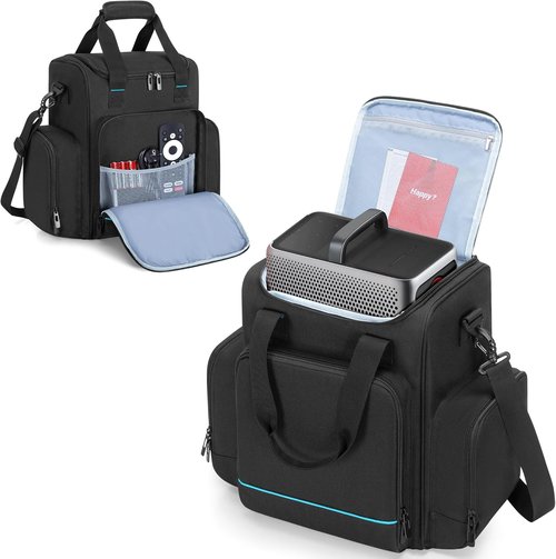 CURMIO Projector Storage Case - Portable Carrying Bag for Nebula Mars 3 & Cosmos Laser 4K | Black with Multiple Pockets