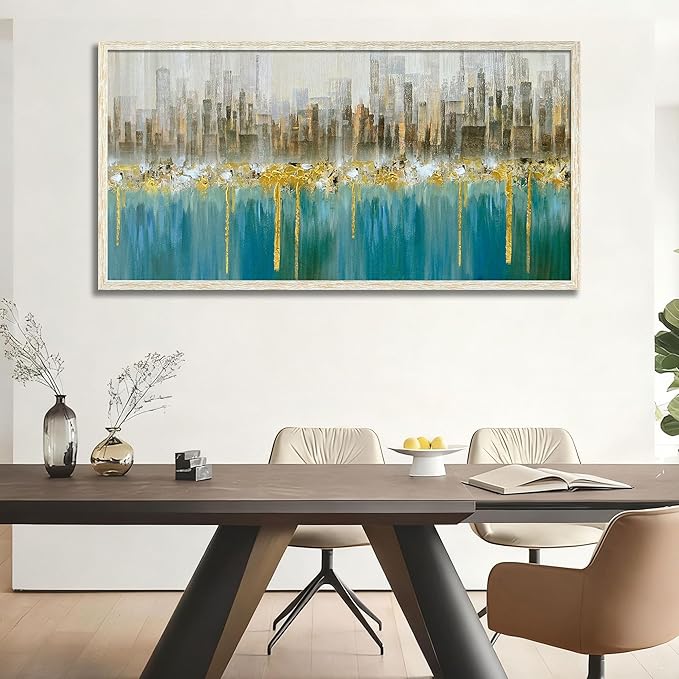 Ardemy Extra Large Framed Wall Art Abstract Canvas Modern Gold Textured Wall Decor Living Room Painting Picture Artwork Bedroom Home Office, 58"x29"