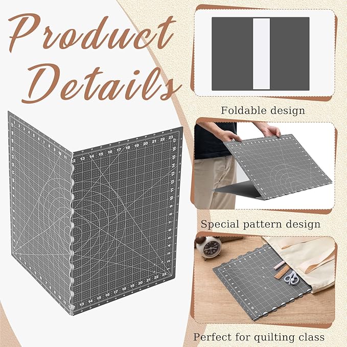 18" X 24" Self Healing Folding Cutting Mat with Grid for Quilting, Sewing, Craft Hobby Board Sewing Cutting Mat for Quilting, Leather, Fabric, Crafting, Scrapbooking, Art, Clay