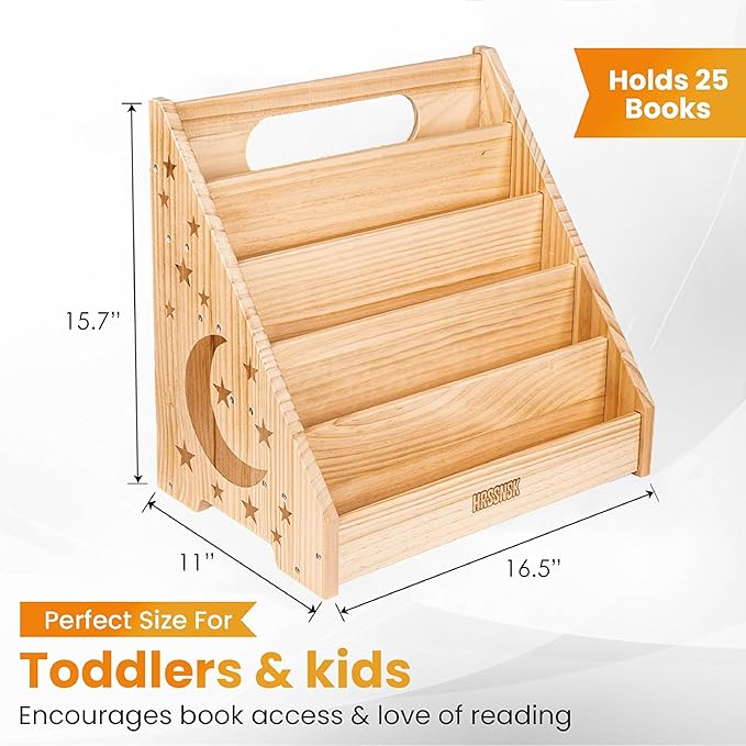 Montessori Baby Bookshelf, Front-Facing Wooden Kids & Toddler Bookshelf, Nursery Book Organizer for Playroom