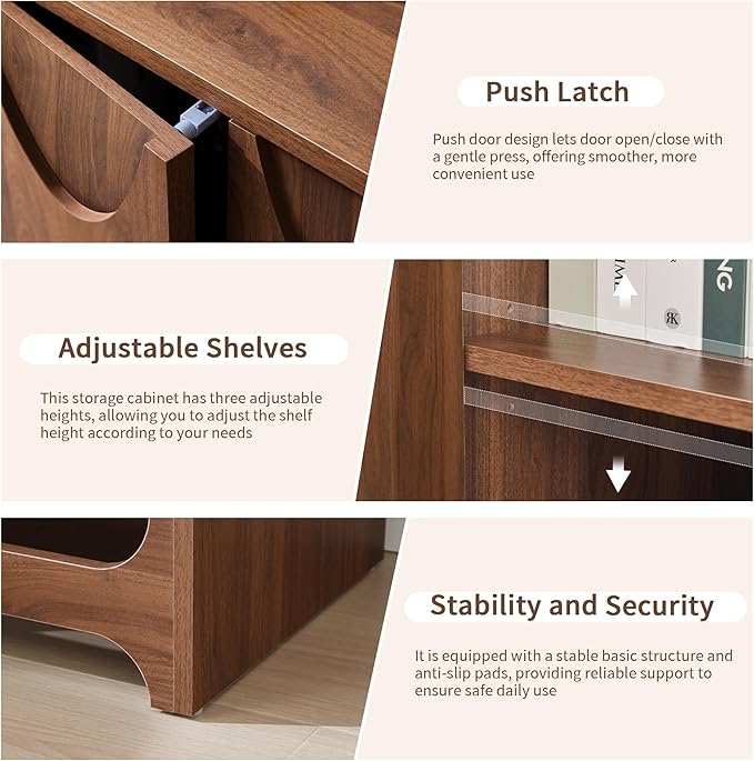 Bifins Sideboard Buffet Cabinet with Storage Set of 3, 94.5” Mid Century Modern Storage Cabinet with Adjustable Shelf and 6 Doors for Dining Room, Living Room,Entry