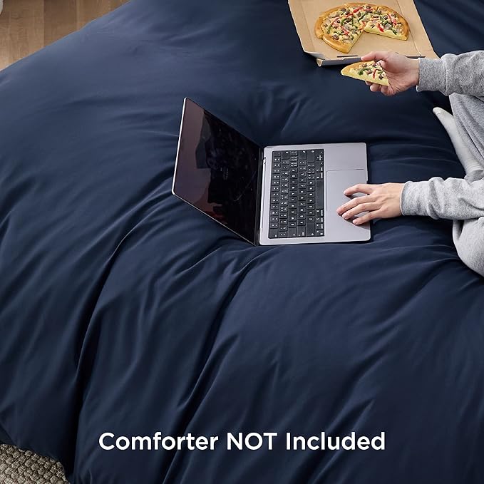 Bedsure Duvet Cover California King Size - Soft Double Brushed Bedding Set for Kids & Adults, Zipper Closure, 3 Pieces, Includes 1 Duvet Cover (104"x98") & 2 Pillow Shams, NO Comforter, Navy Blue