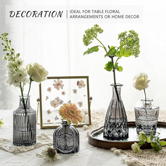 SUPMIND Bud Vase Set of 12, Black Bud Vases in Bulk, Small Flower Vases for Centerpieces, Mini Vintage Vase for Rustic Wedding, Home,Table Decoration