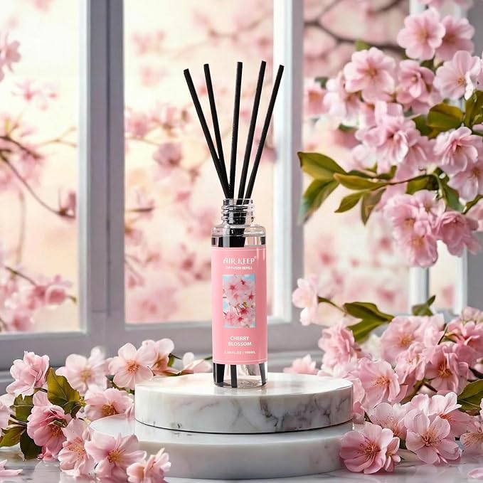 Airkeep Reed Diffuser Oil Refill/Cherry Blossom/3.38 oz/1 Pack/Air Freshener & Aromatherapy Essential Oil Blend for Home Fragrance – Scented Refill Oil for Bathroom, Bedroom & Home Decor