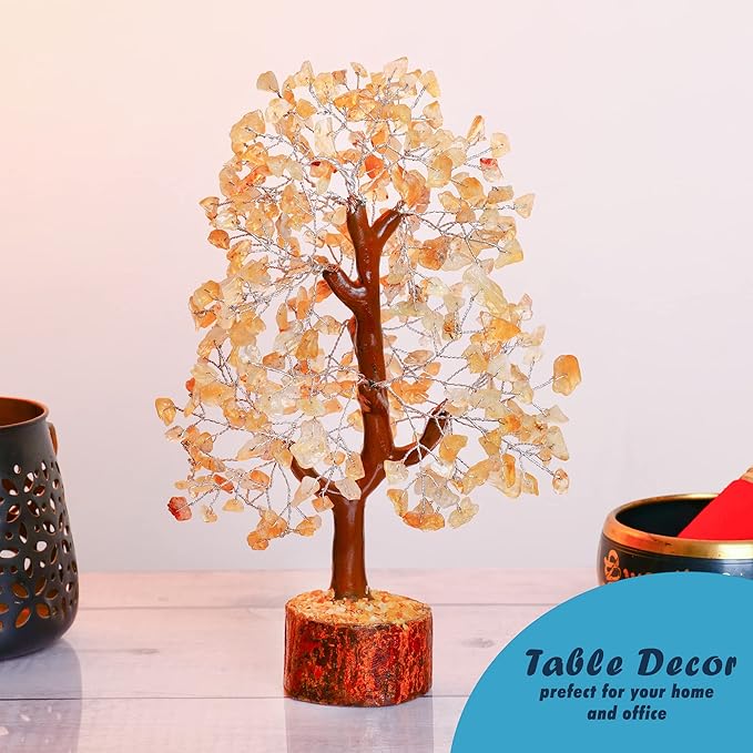 Citrine - Gemstone Tree - Feng Shui Money Tree - Crystal Tree for Positive Energy - Money Crystal Stone - Crystal Tree - Spiritual Gift - Good Table Decor - Bonsai Tree - Positive Energy