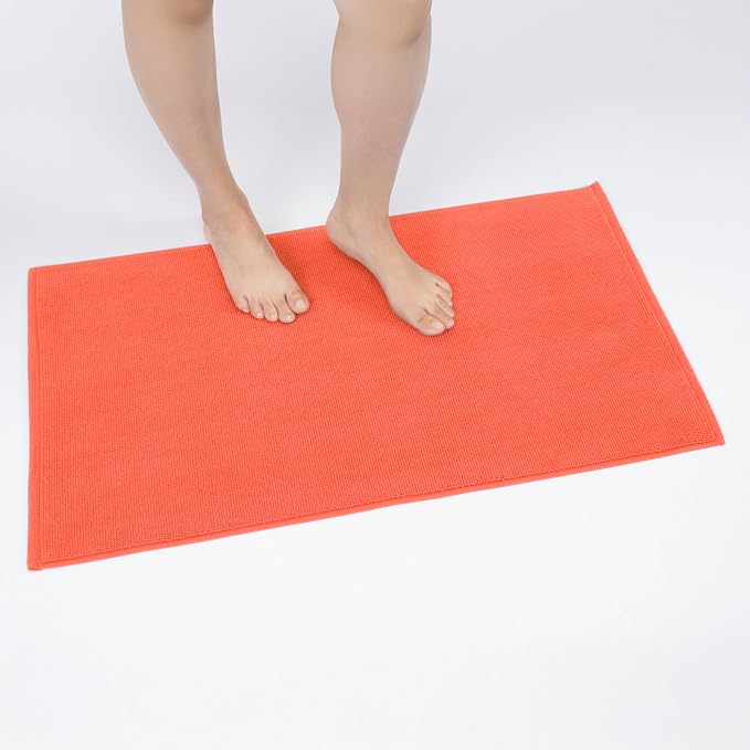Cotton Paradise 100% Cotton Turkish Bathmat Rug, Soft Absorbent Quick Dry Non Slip, 20x34 Bathmat Rug, Coral