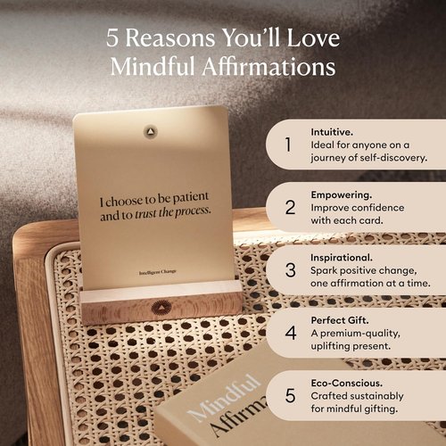 Intelligent Change Mindful Affirmations - 52 Positive Affirmation Cards with Display Stand | Daily Inspiration & Self-Care Gifts