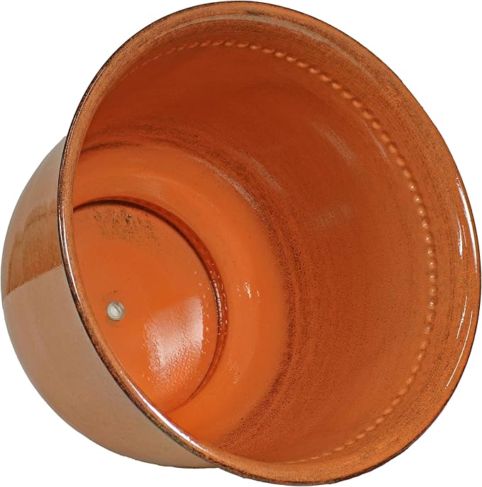 Sunnydaze Michael 14.5" Metal Outdoor Plant Pot Set with Drainage Holes and Rubber Plugs - Chestnut Glaze - Set of 4