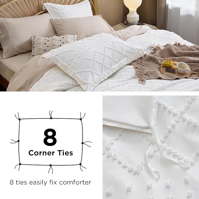 Bedsure Boho Duvet Cover King Size - Light Grey Breathable & Soft Boho Bedding, Machine Washable Comforter Cover for All Seasons, Includes 1 Duvet Cover 104"x90" with 2 Pillow Shams & Zipper Closure