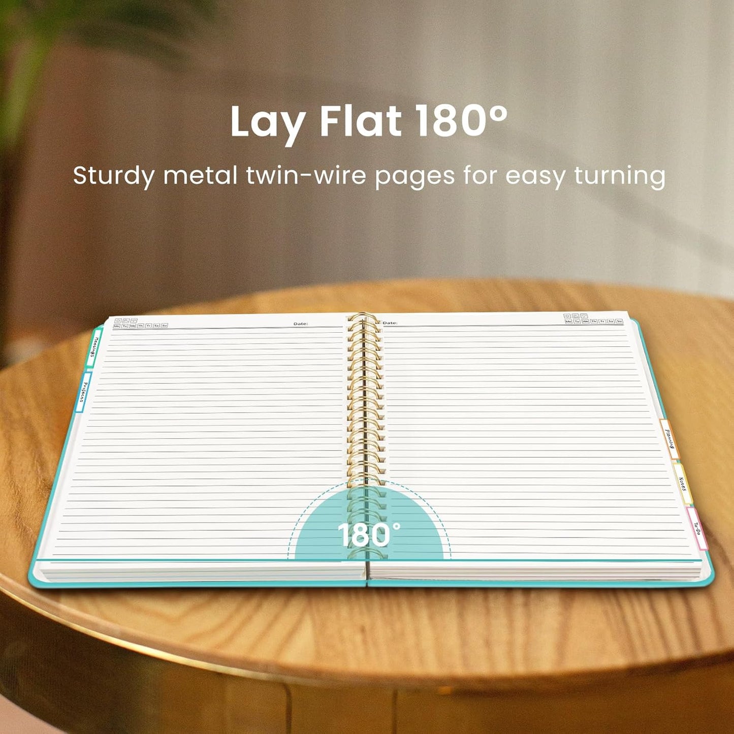 Skiennix Hardcover Spiral Journal - 5 Subject Notebook with Removable Dividers & Tabs | Aquamarine, 280 Pages, A4 College Ruled