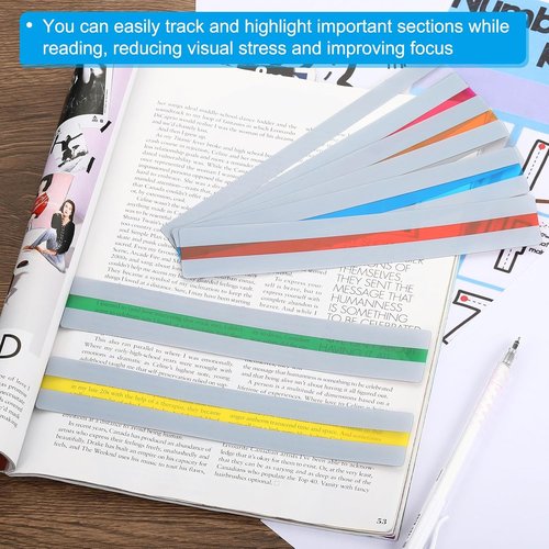 PATIKIL Guided Reading Strips - 36 Colored Overlay Bookmarks to Reduce Visual Stress | Yellow