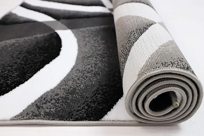 GLORY RUGS Modern Area Rug 4x6 Grey Swirls Carpet Bedroom Living Room Contemporary Dining Accent Sevilla Collection 4816A (Grey)