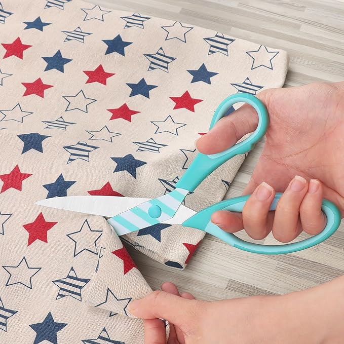 Uaugulft Scissors, Sharp Blades with Pattern, Soft Grip Handle, Multi-Purpose Scissors Set of 3 Suitable for Families, Office, and School Use, Blue