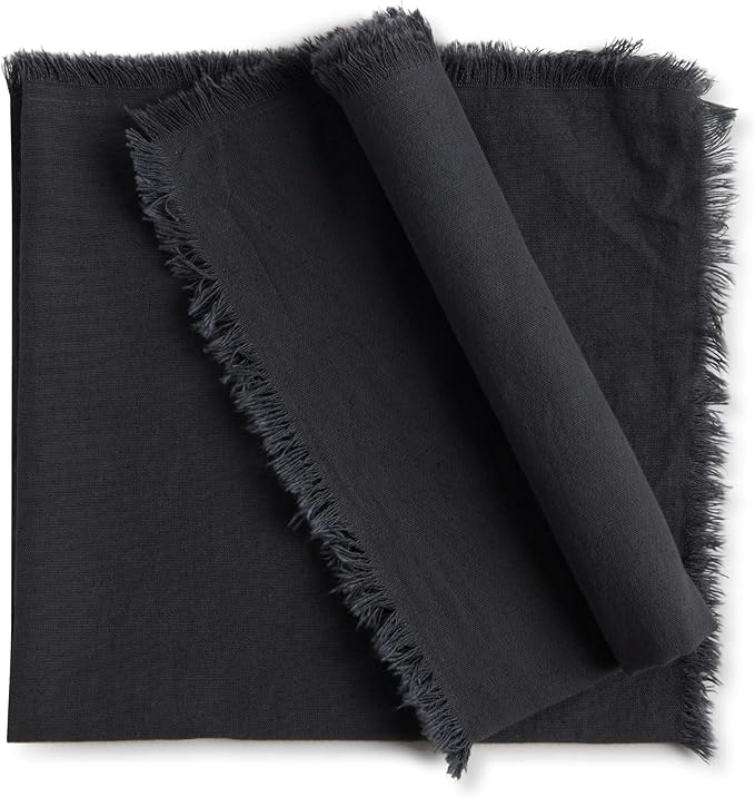 ACCENTHOME Grey Cotton Linen Napkin Set of 12 18x18 inch Dinner Napkins - Washable Soft Premium Hotel Quality Reusable Hemmed Edges Napkins Perfect Table Linens for Family Dinners, Weddings