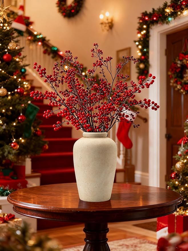Large Ceramic Rustic Vase, 11 inch Minimalist Decorative Farmhouse Tall Vase for Home Decor, Living Room, Shelf Decor, Enterway, Wedding, Table Decoration, White