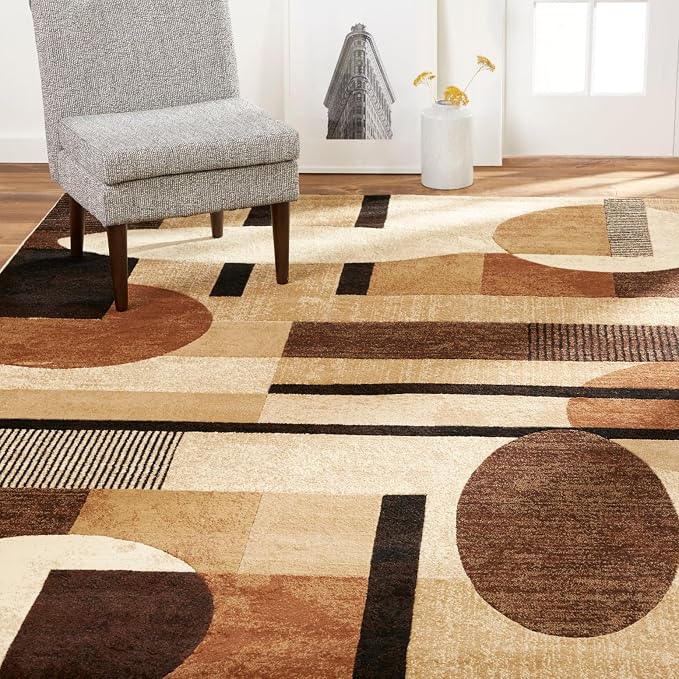 Home Dynamix Jasmine Modern Area Rug, Abstract Brown/Beige 9'2"x12'5"
