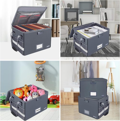 ENGPOW Fireproof File Box with Lock - Portable Document Organizer for Legal & Letter Folders | Gray, 2 Pack