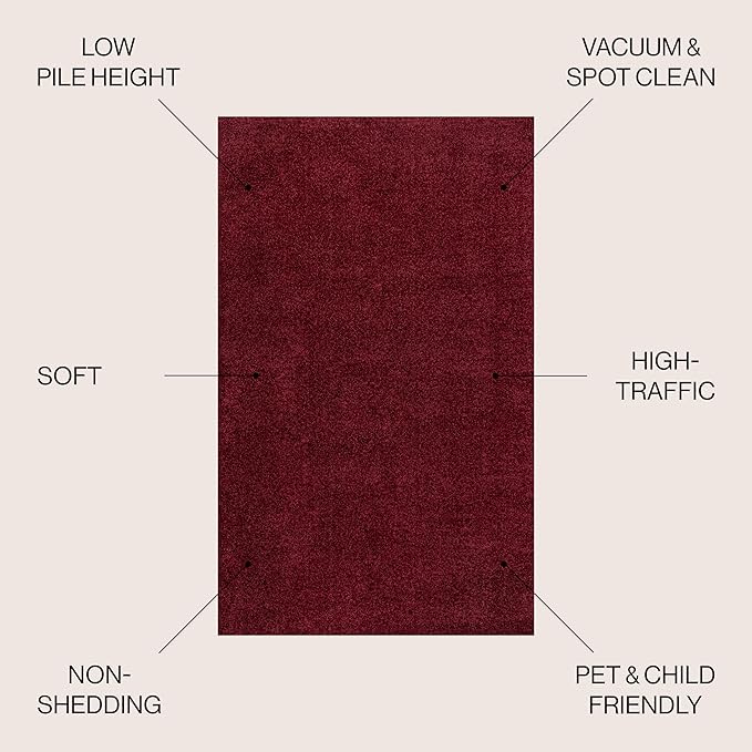 JONATHAN Y Haze Solid Low-Pile Dark Red 6' Round Indoor Area Rug, Coastal,Bohemian,Minimalist,Classic, Easy-Cleaning for Living Room,Bedroom,Kitchen,Pet Friendly,Non-Shedding (SEU100Q-6R)