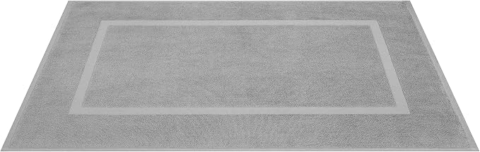 Cotton Paradise 100% Cotton Turkish Bathmat Set, Soft Absorbent Quick Dry, 2 Piece 20x34 Bathmat Floor Set, Light Grey