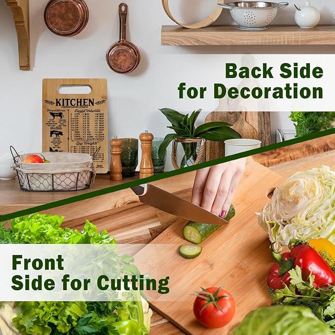 Lacama Kitchen Conversion Chart Gifts for Women Cutting Board, Kitchen Gifts for Women，Decorative Bamboo Cutting Board Christmas Birthday Mother's Day Gift