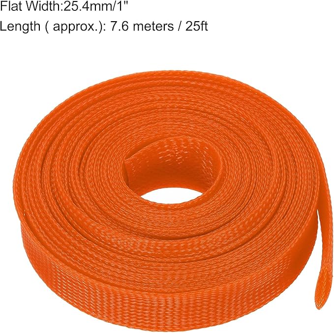 uxcell Expandable Sleeving, 1-inch 25ft Cable Sleeve, Orange