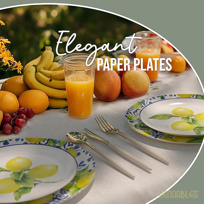 Trendables Floral Paper Plates 8.5 Inch & 10.5 Inch 80 Pcs Dinner Plate Set Fancy Disposable Plates for Party for 40 Guests 40 X 8 & 40 X 10 Large & Small Paper Plate Set for Parties Tuscan