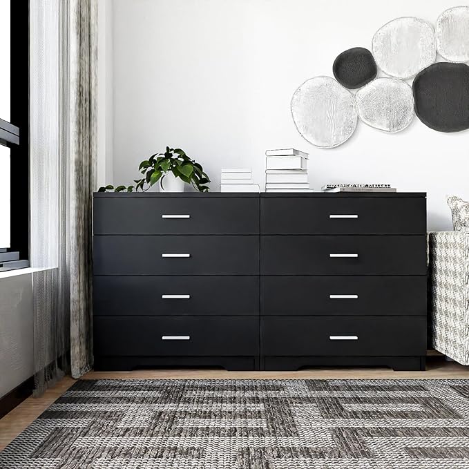 Dresser for Bedroom with Power Outlets Wood 4 Drawer Dresser with Large Organizer Tall Chest of Drawers Closet for Bedroom Living Room Kids Room Hallway