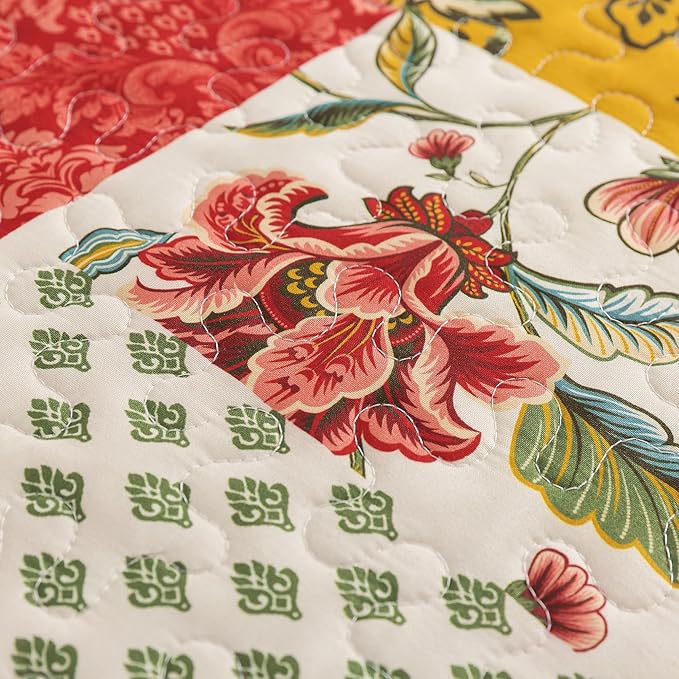 HoneiLife Queen Quilt Bedding Sets - Floral Quilt Bedding Sets 3-Piece 90x96, Microfiber Reversible Bedspreads Patchwork Coverlet Nostalgic Bedding Set All Season Quilts