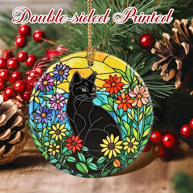 Christmas Ornaments: Christmas Tree Decorations, Black Cat Holiday Decor, Stocking Stuffers, Gift Ideas, Xmas Gifts & Gifts for Cat Lover