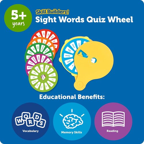 Learning Resources Sight Words Quiz Wheel - Engaging Reading Game for Kids Ages 5+ | 16 Flash Cards