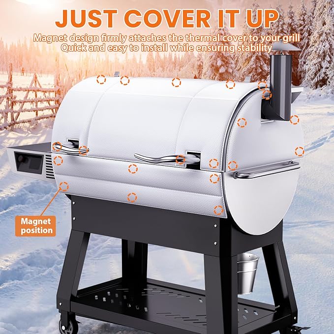 Grill Insulation Blanket for recteq Flagship 1100 Grill, Insulated Blanket Replacement for recteq Flagship 1100, Pellet Grill Blanket, Save Heat for Winter Cooking