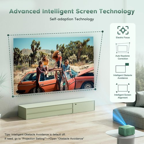 Mini Projector with WiFi & Bluetooth - Native 1080P, 4K Support, Electric Focus & Auto Keystone | Ideal for Home & Outdoor Use