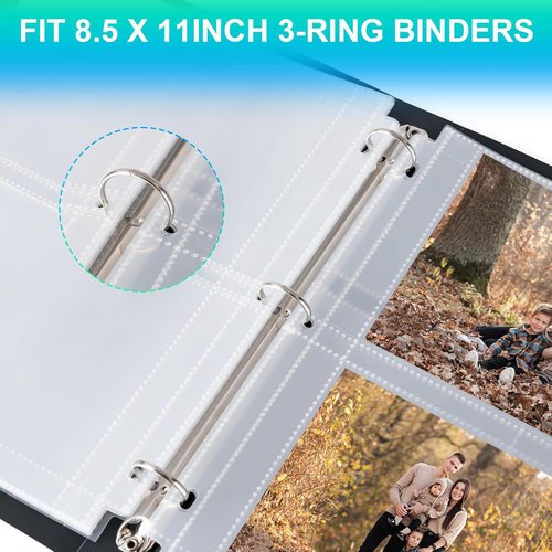 Aegero 50 Pack Photo Sleeves - Heavy-Duty Archival Protectors for 3 Ring Binders | Clear, Acid-Free 8 x 10 Pages