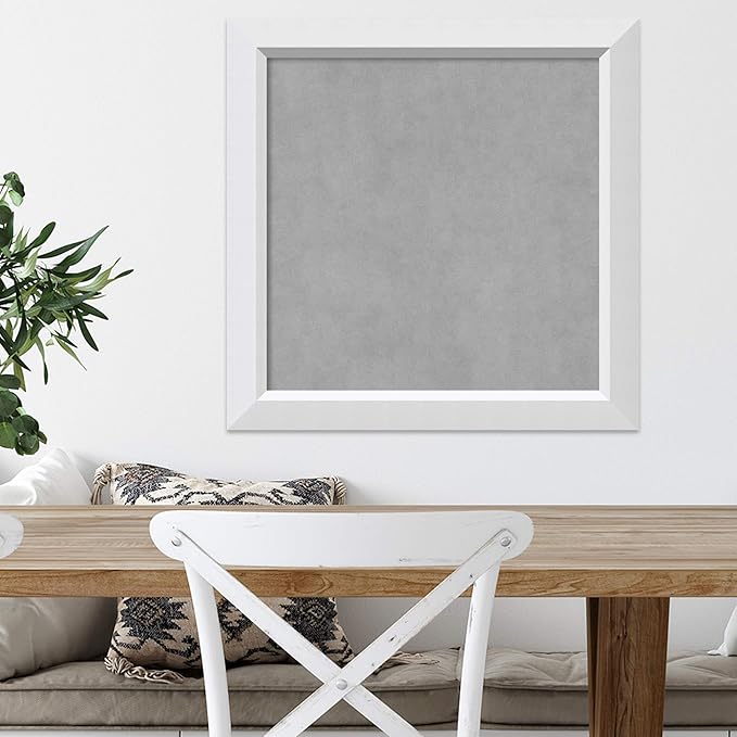 Amanti Art White Framed Magnetic Board 24x24 Medium Vision Board for use with Magnets, 100% Metal Sheet to Display Items as Office Decor or for Home Organization in mudroom, Kitchen or Kids Room