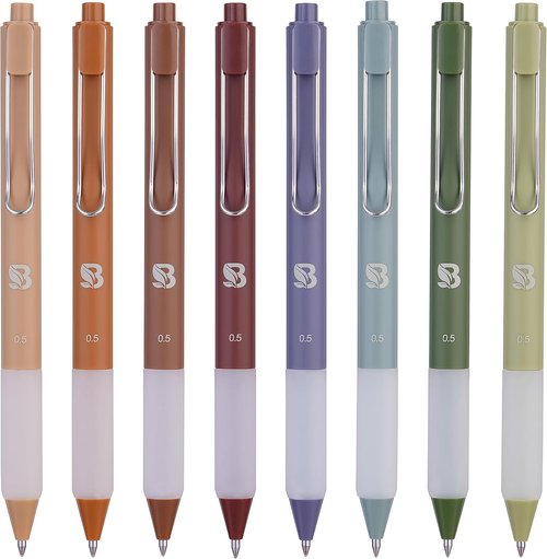 BLIEVE Gel Pens - Smooth Writing, Earthy Matte Finish - Perfect for Journaling & Drawing - 8 Pack